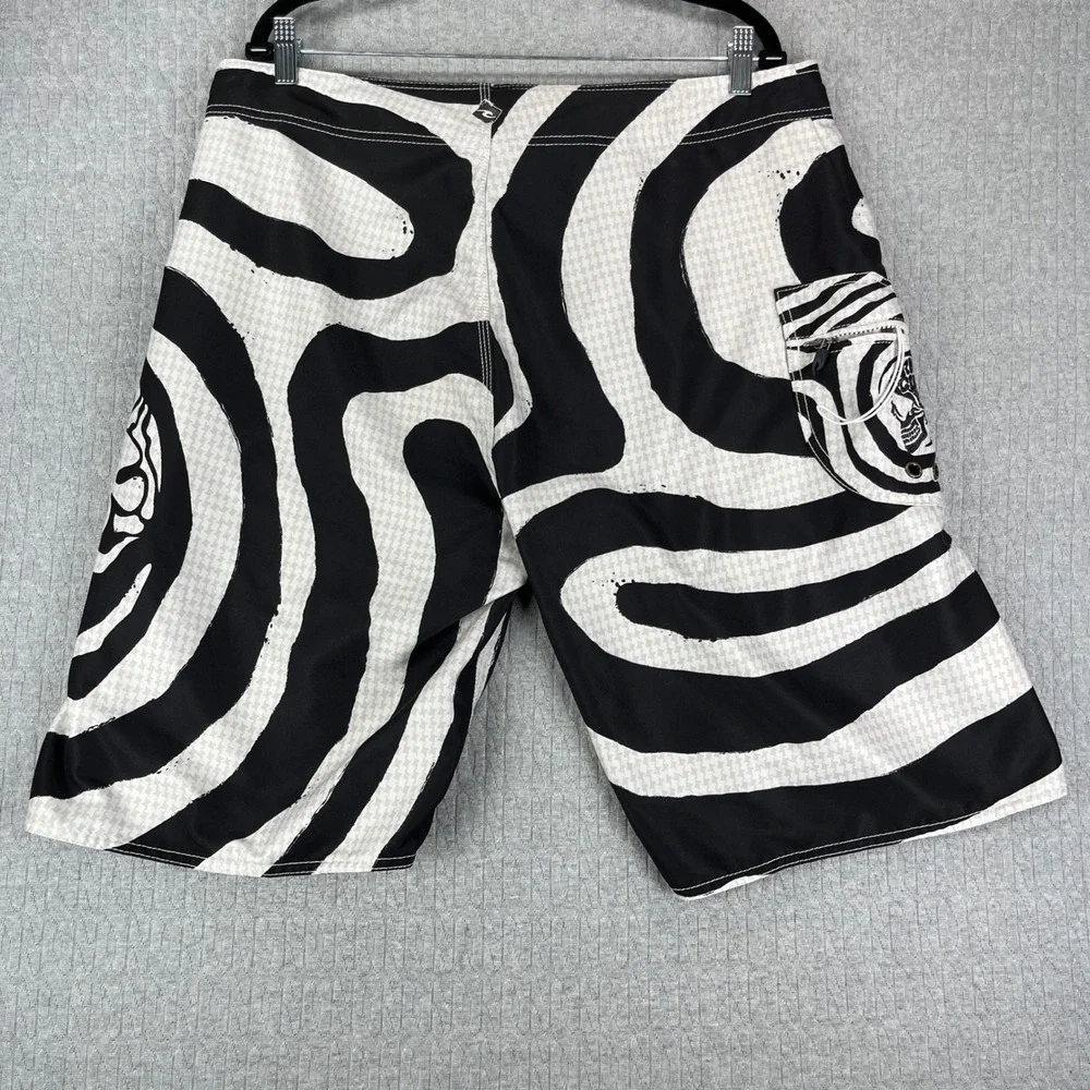 Vintage Rip Curl Boardshorts Men 38 Fits 36 Taylor Knox Skull Zebra Houndstooth